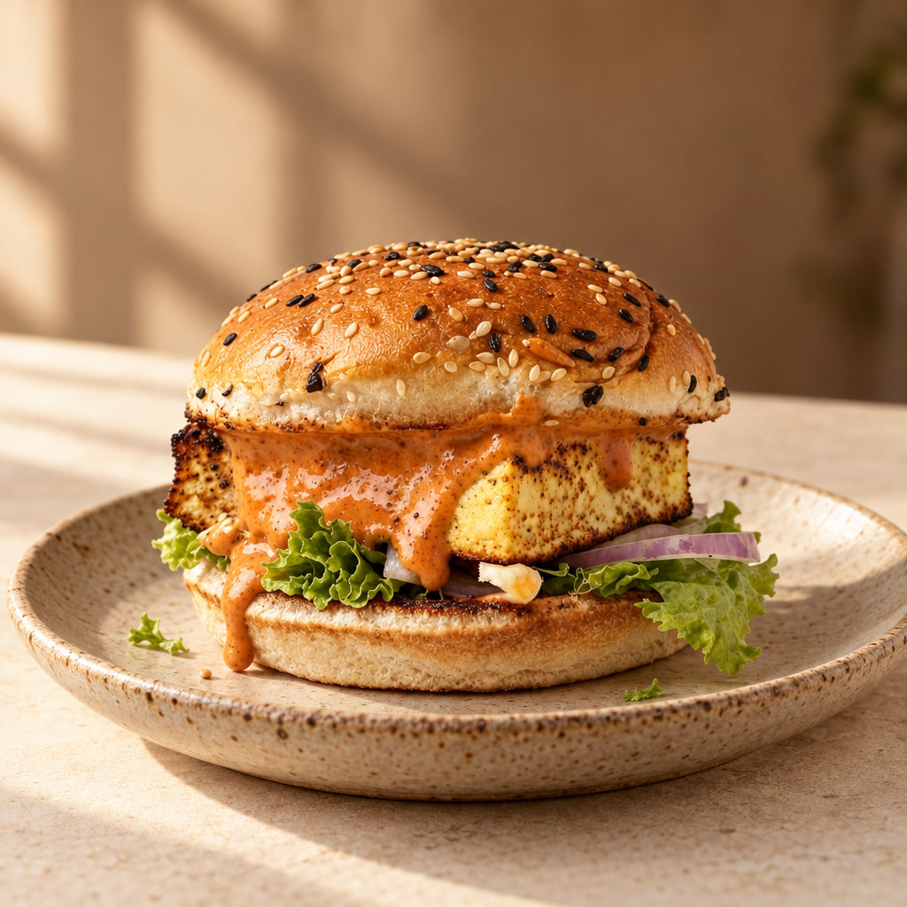 Egg Mosaic Spicy Signature Grilled Chicken Burger